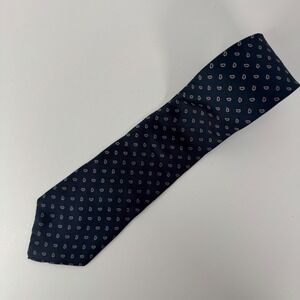 Vintage 90s Yves Saint Laurent Silk Necktie Navy Blue Micro Paisley YSL